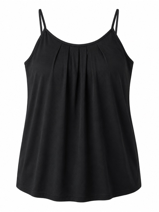 SHEIN Tops - SHEIN Women's Black Pleated Spaghetti Strap Tank Top Size XXL